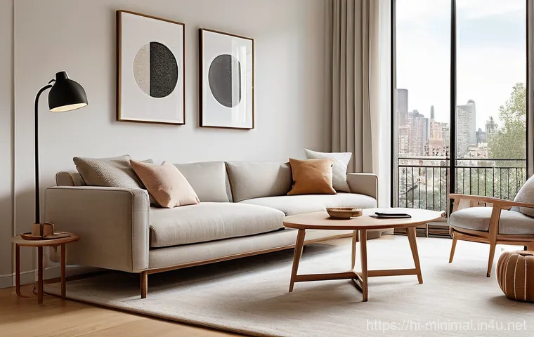 미니멀라이프 스마트 홈 기기 활용 - **Prompt 1: Serene Minimalist Smart Living Space**
    "A clean, minimalist living room with abundan...