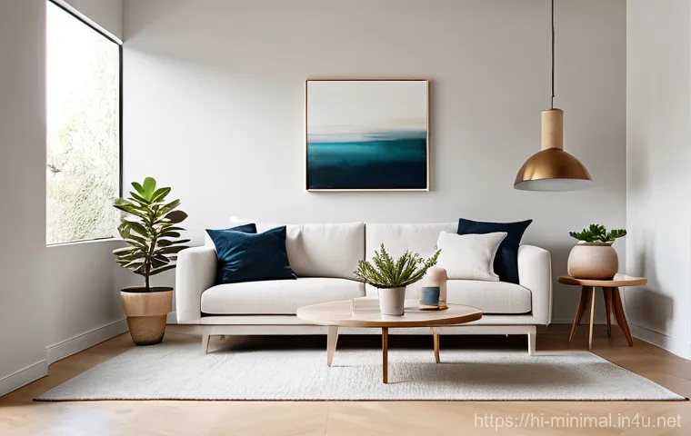 미니멀라이프 미니멀한 아파트 인테리어 - **Minimalist Living Room bathed in Natural Light:**
    "A pristine, minimalist apartment living roo...