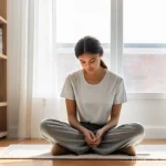 미니멀라이프 시작하는 방법 - **Prompt: A serene and well-lit modern home interior scene, focusing on the act of decluttering and ...