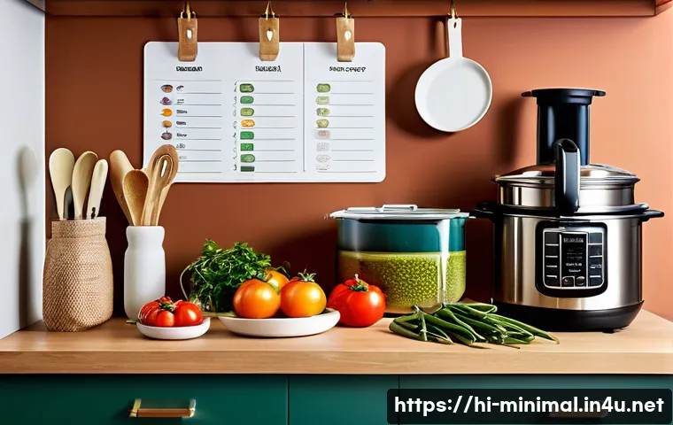 미니멀라이프 미니멀한 식사 준비 - A modern Indian kitchen scene featuring a minimalist setup with only essential multi-functional kitc...